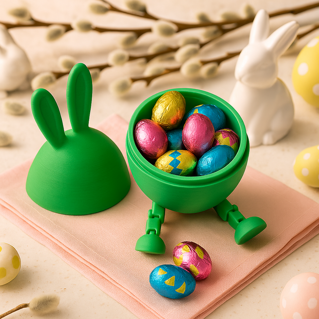 Green Egg-Bunny 3D – Easter Figurine with Movable Legs