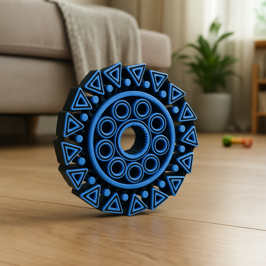 Blue Geometric Spinner – 3D Fidget with Moving Elements