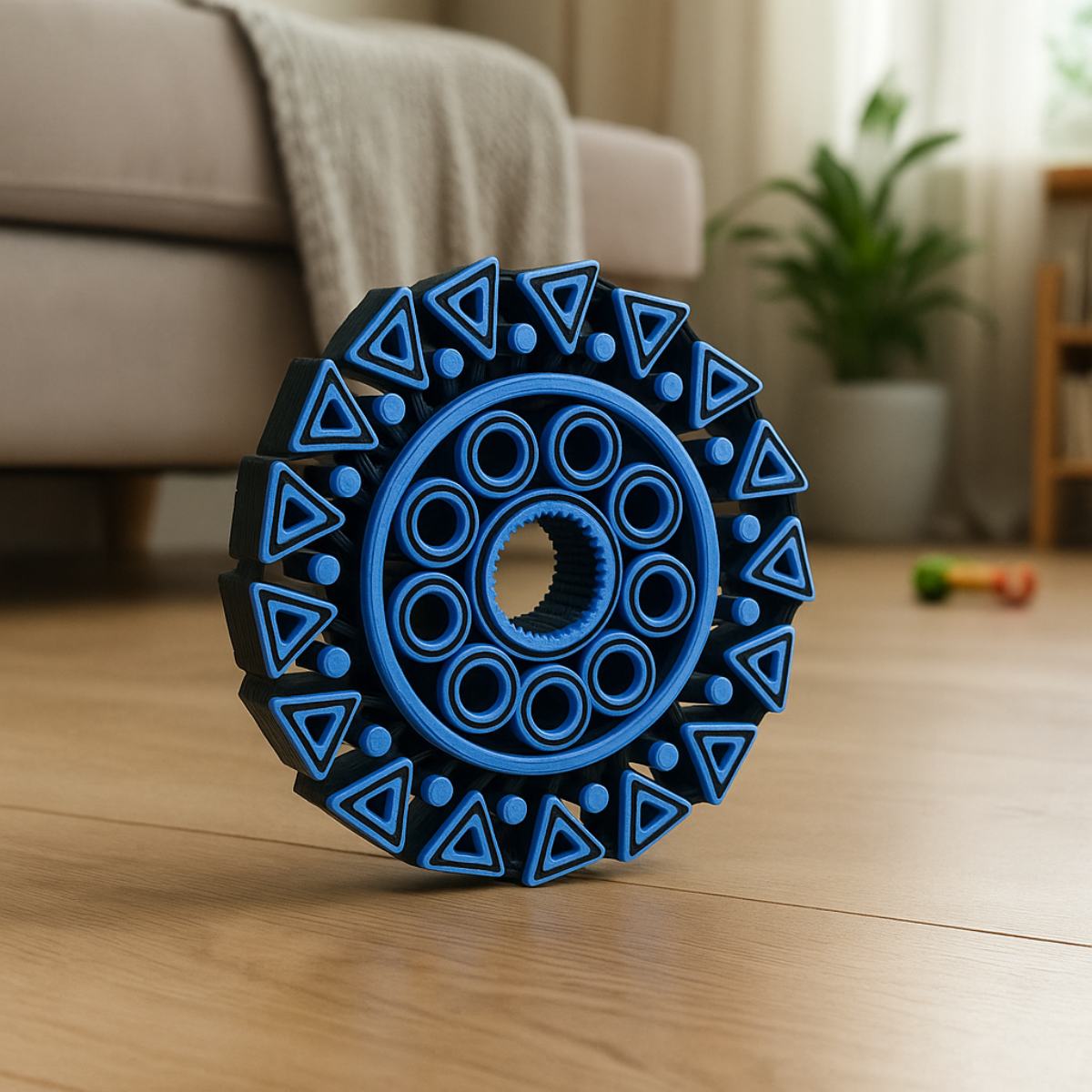 Blue Geometric Spinner – 3D Fidget with Moving Elements