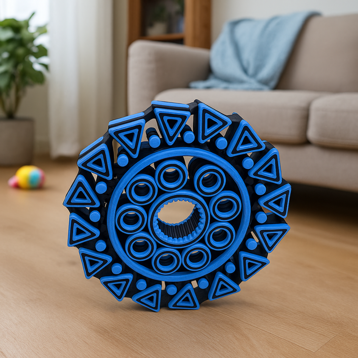 Blue Geometric Spinner – 3D Fidget with Moving Elements
