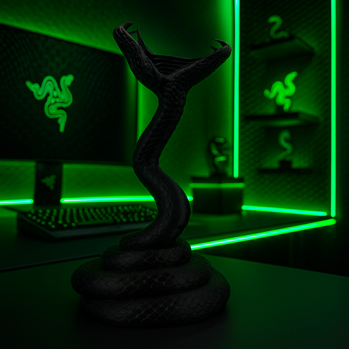 3D Headphone Holder – Snake Ready to Attack