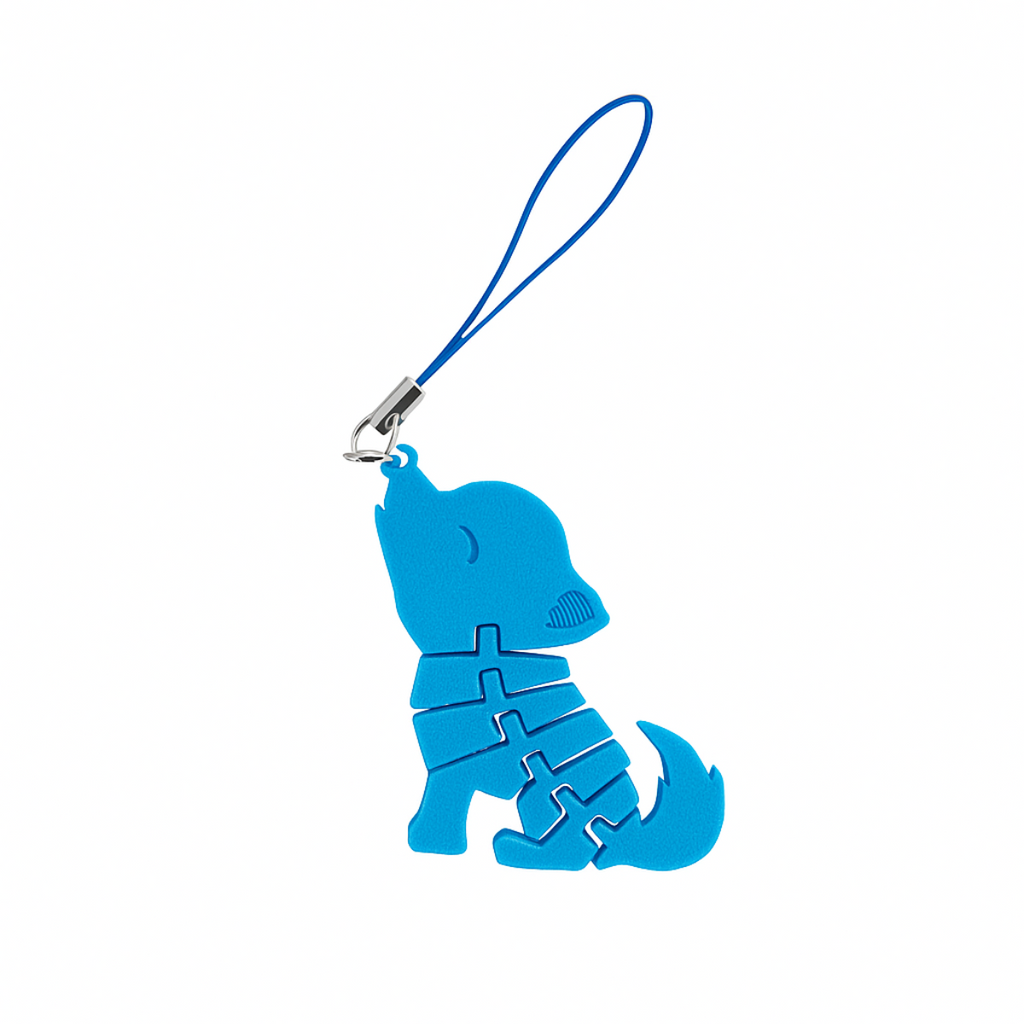 Howling Wolf Keychain with Moving Elements - 3D Printing