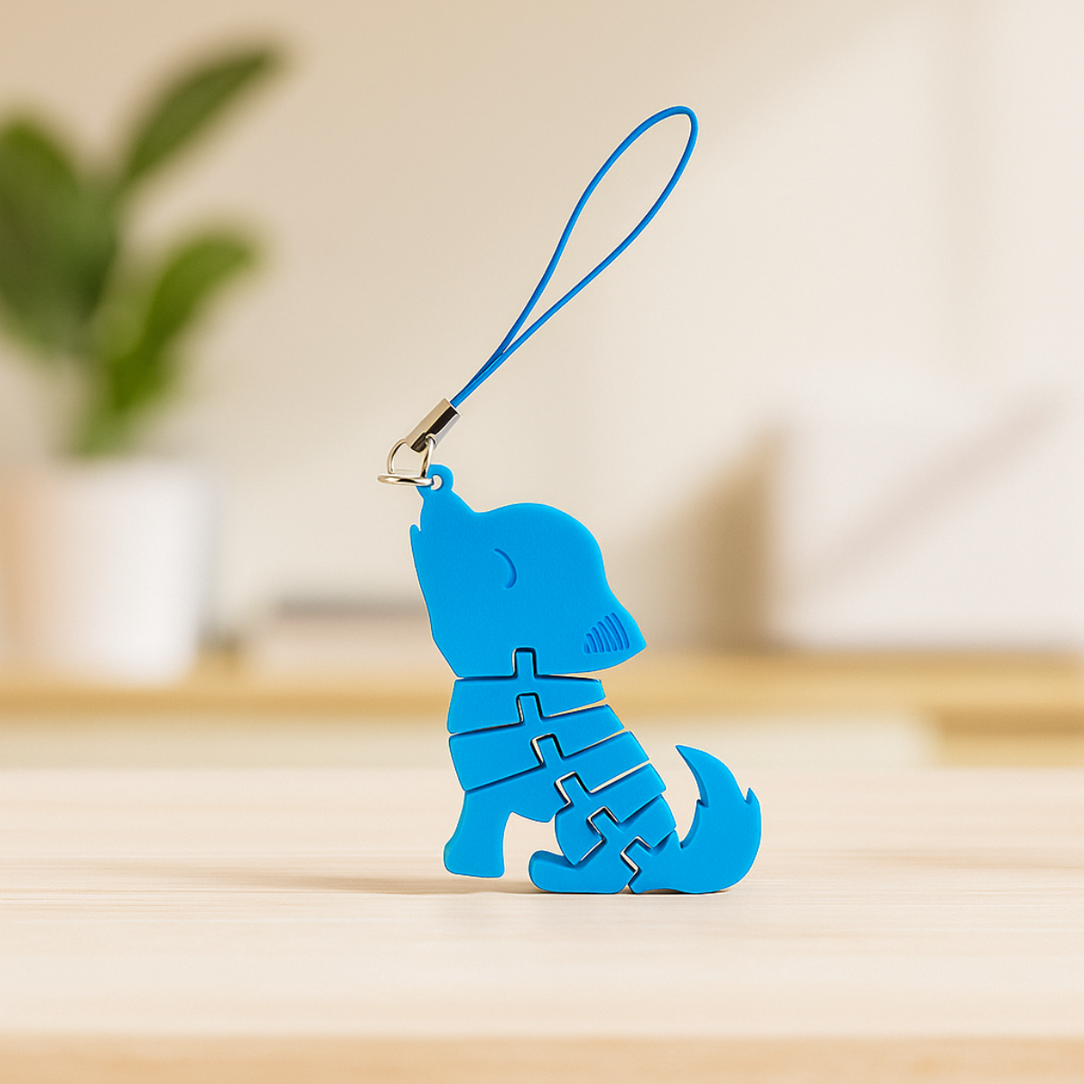 Howling Wolf Keychain with Moving Elements - 3D Printing