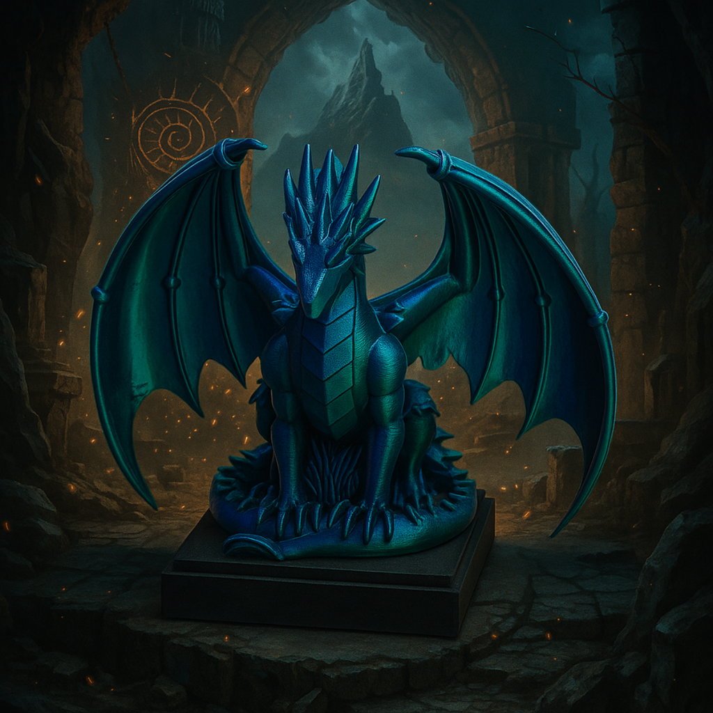 Emerald Dragon – 3D figure on a pedestal