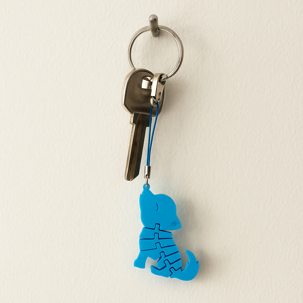Howling Wolf Keychain with Moving Elements - 3D Printing