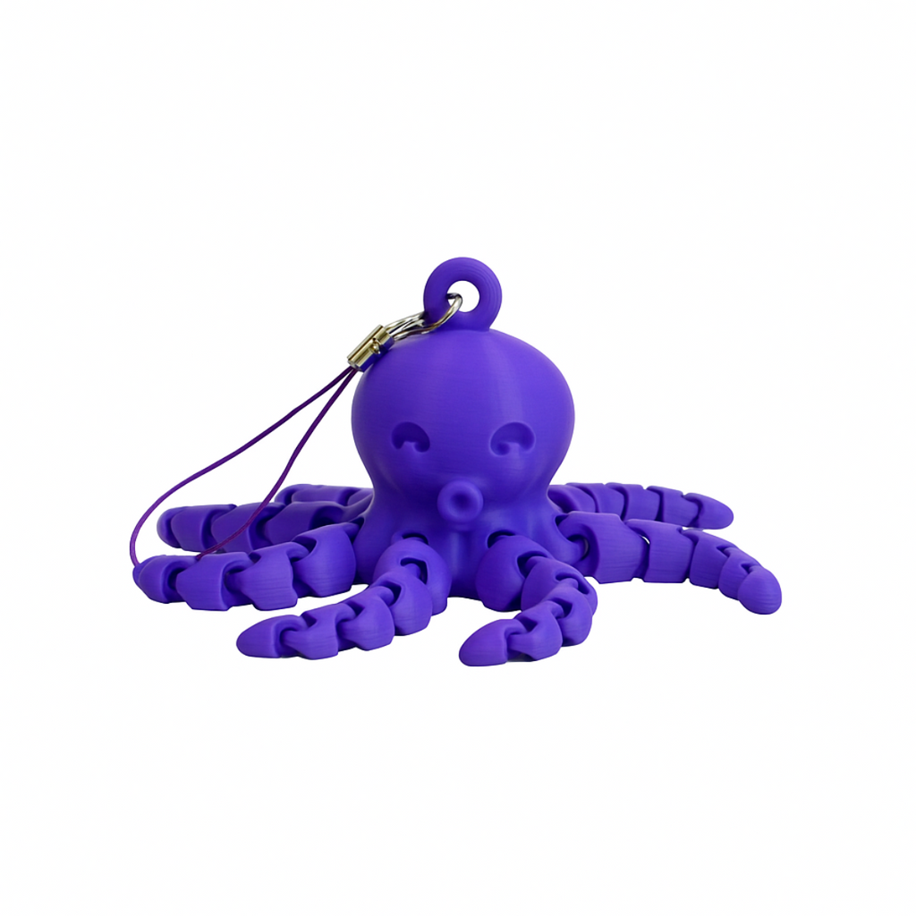 Fioletowa Ośmiornica – Brelok 3D z Ruchomymi Mackami