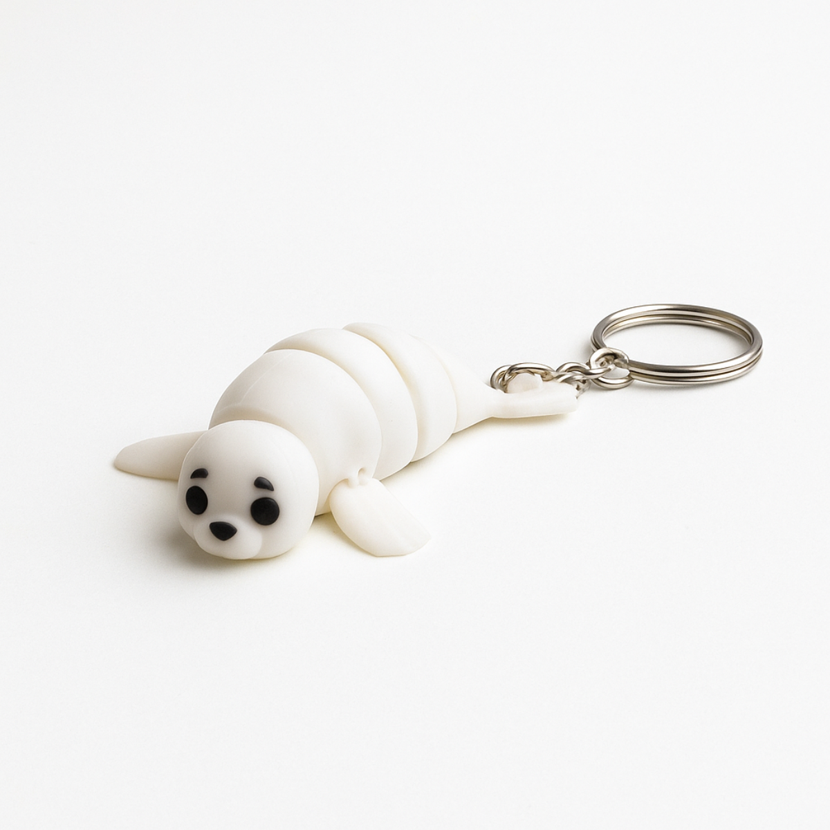 White Seal Keychain with Moving Parts - 3D Printing