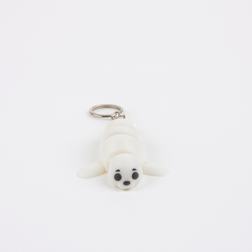 White Seal Keychain with Moving Parts - 3D Printing