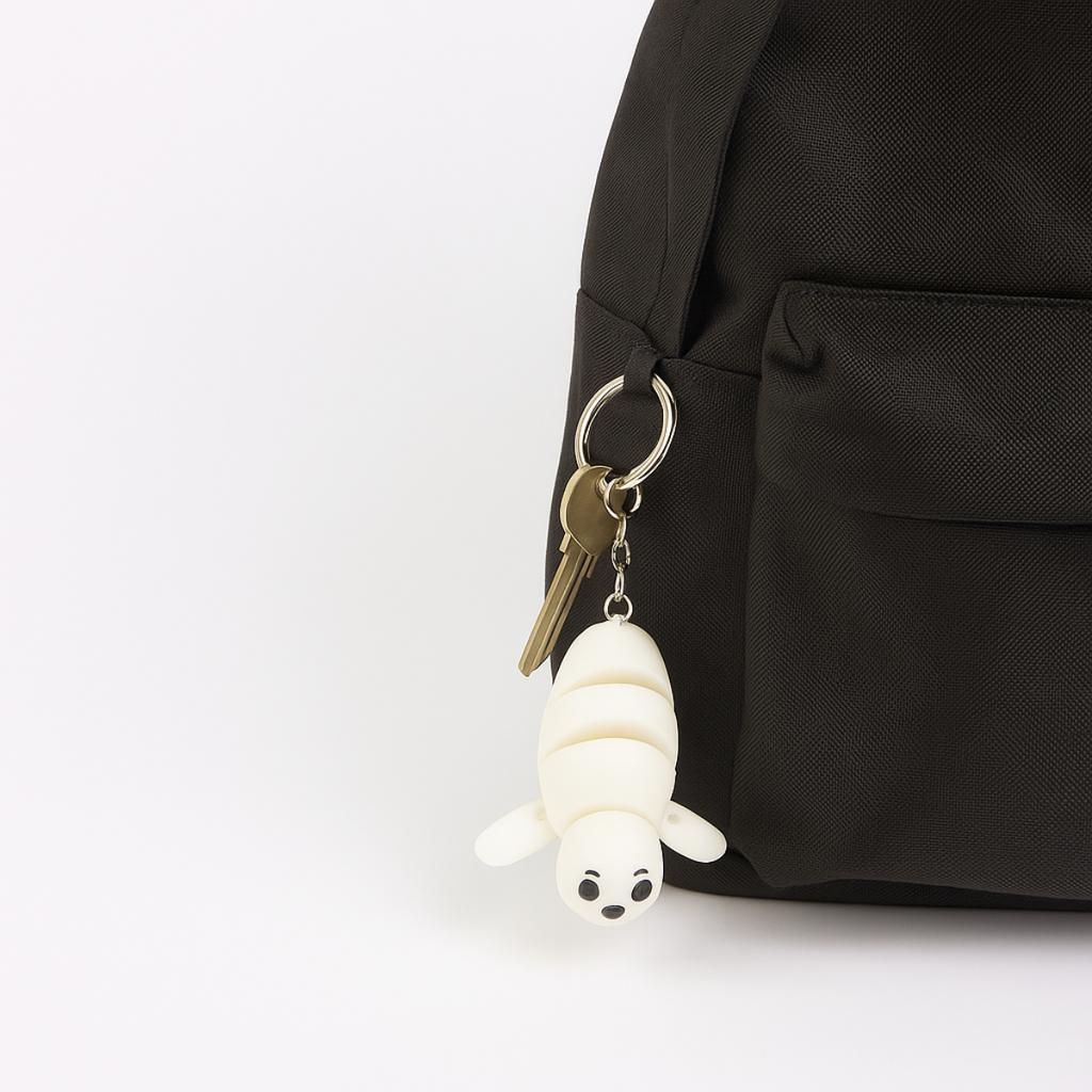 White Seal Keychain with Moving Parts - 3D Printing