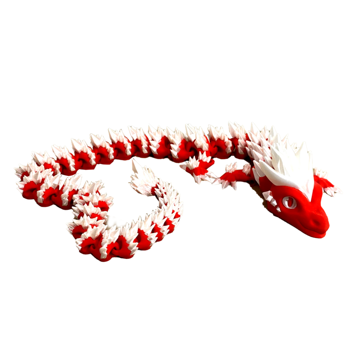 Red and White Eastern Dragon with Moving Body – 3D Figure