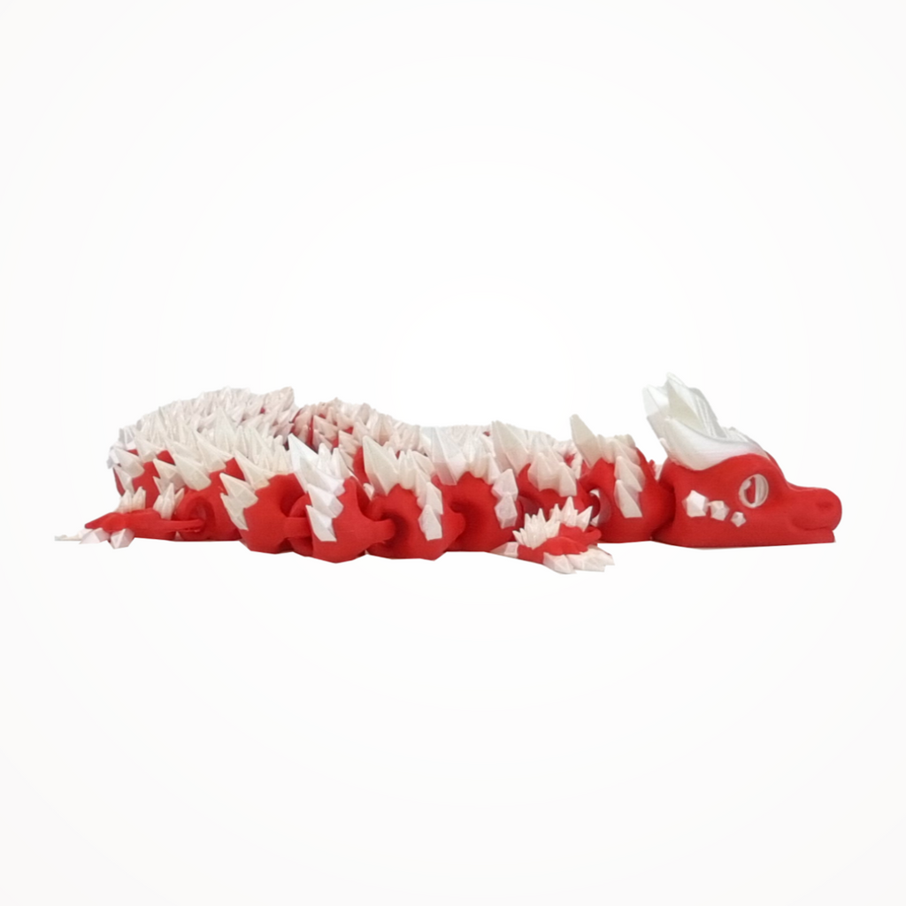 Red and White Eastern Dragon with Moving Body – 3D Figure