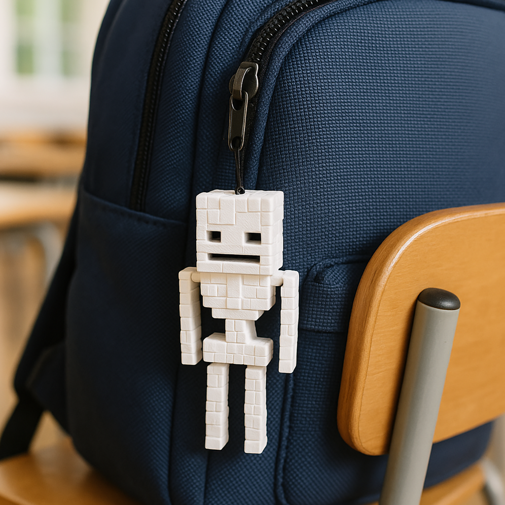 Minecraft Skeleton Keychain with Moving Components - 3D Printing