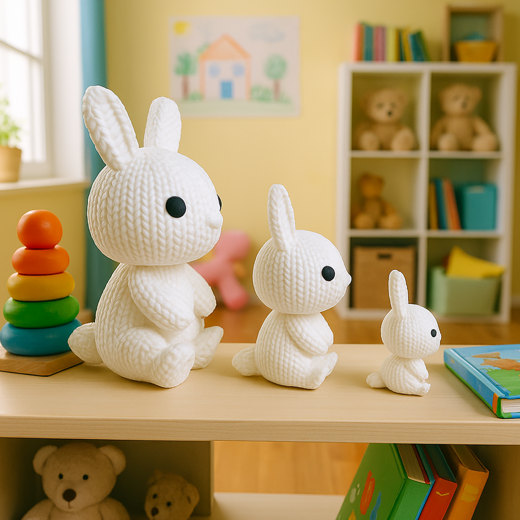 3D Bunnies – Crochet Effect in Handmade Style