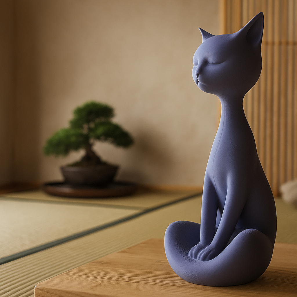 Meditating Cat - Decorative 3D Figure