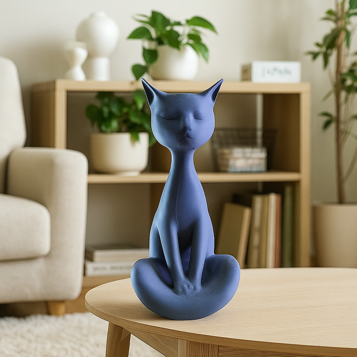 Meditating Cat - Decorative 3D Figure