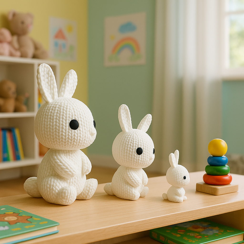 3D Bunnies – Crochet Effect in Handmade Style