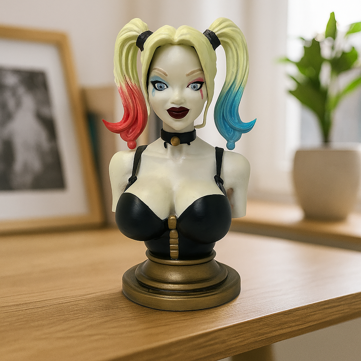 Harley Quinn Bust 3D – Colorful Comic Style Sculpture
