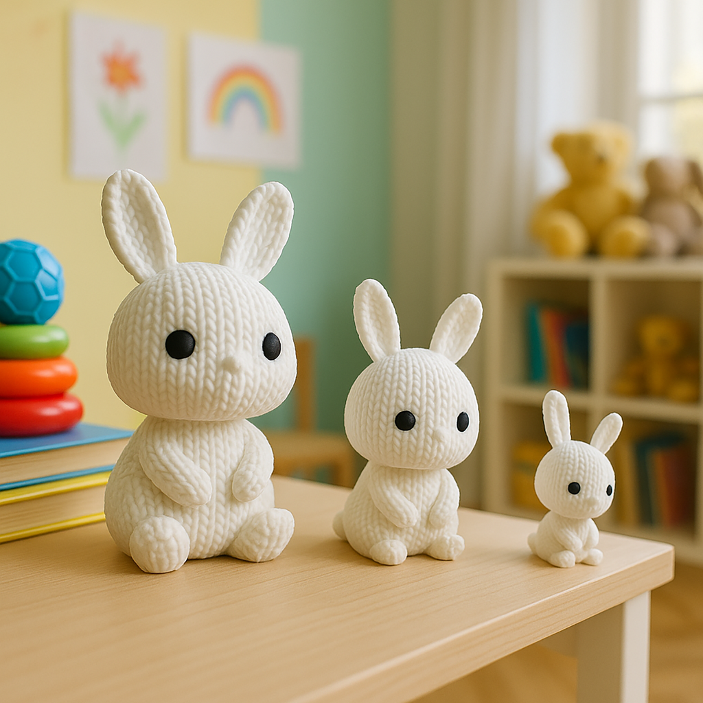 3D Bunnies – Crochet Effect in Handmade Style