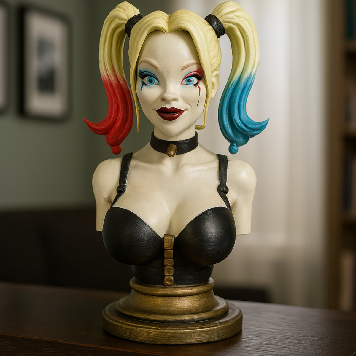 Harley Quinn Bust 3D – Colorful Comic Style Sculpture