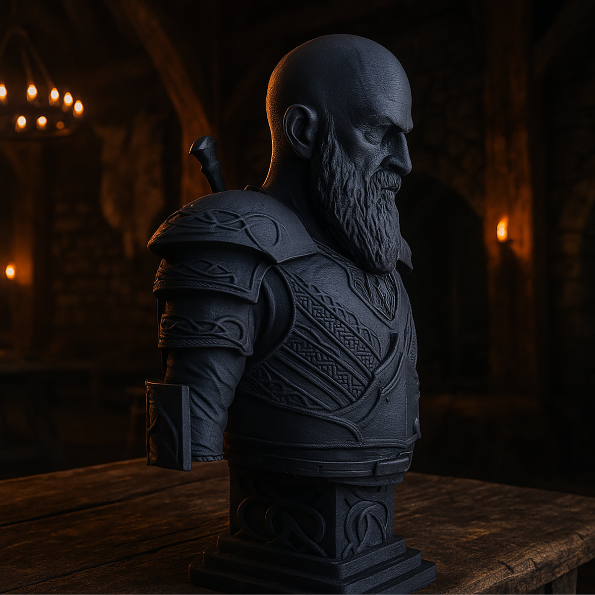 Kratos Bust with Base - 3D Figurine