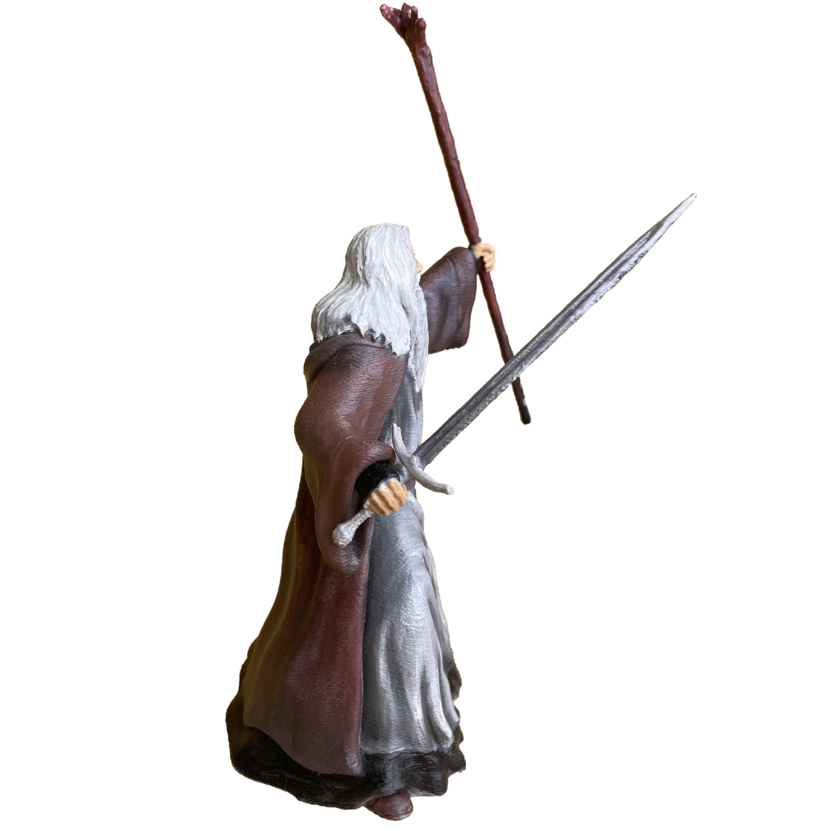 Hand-Painted Gandalf Figurine with Sword and Staff - 3D Print