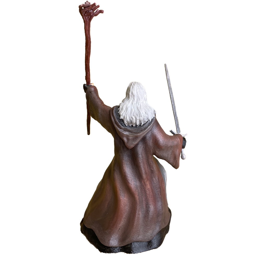 Hand-Painted Gandalf Figurine with Sword and Staff - 3D Print