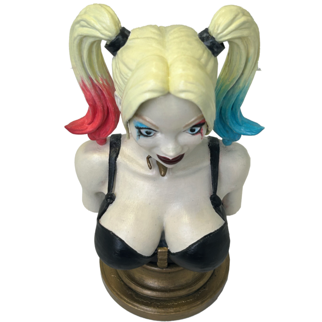 Harley Quinn Bust 3D – Colorful Comic Style Sculpture