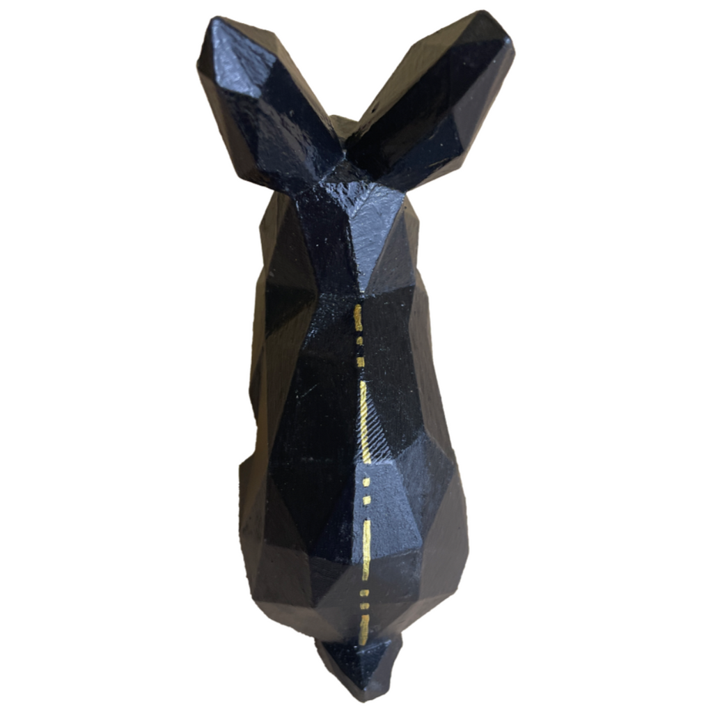 Night Rabbit 3D – Black and Gold Geometric Figure