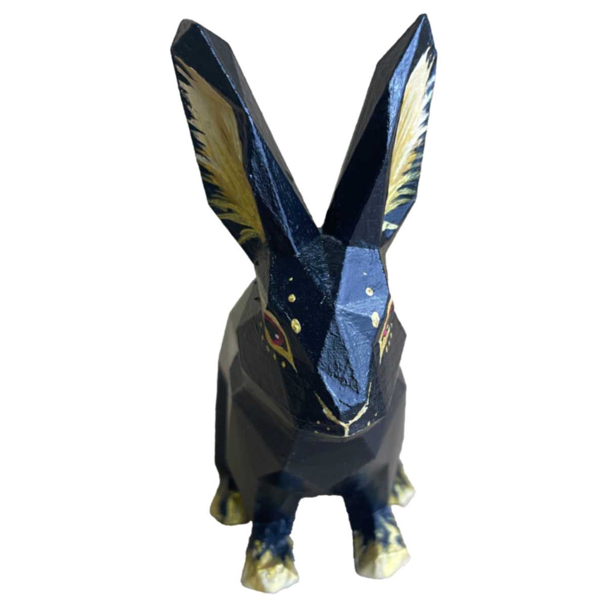 Night Rabbit 3D – Black and Gold Geometric Figure