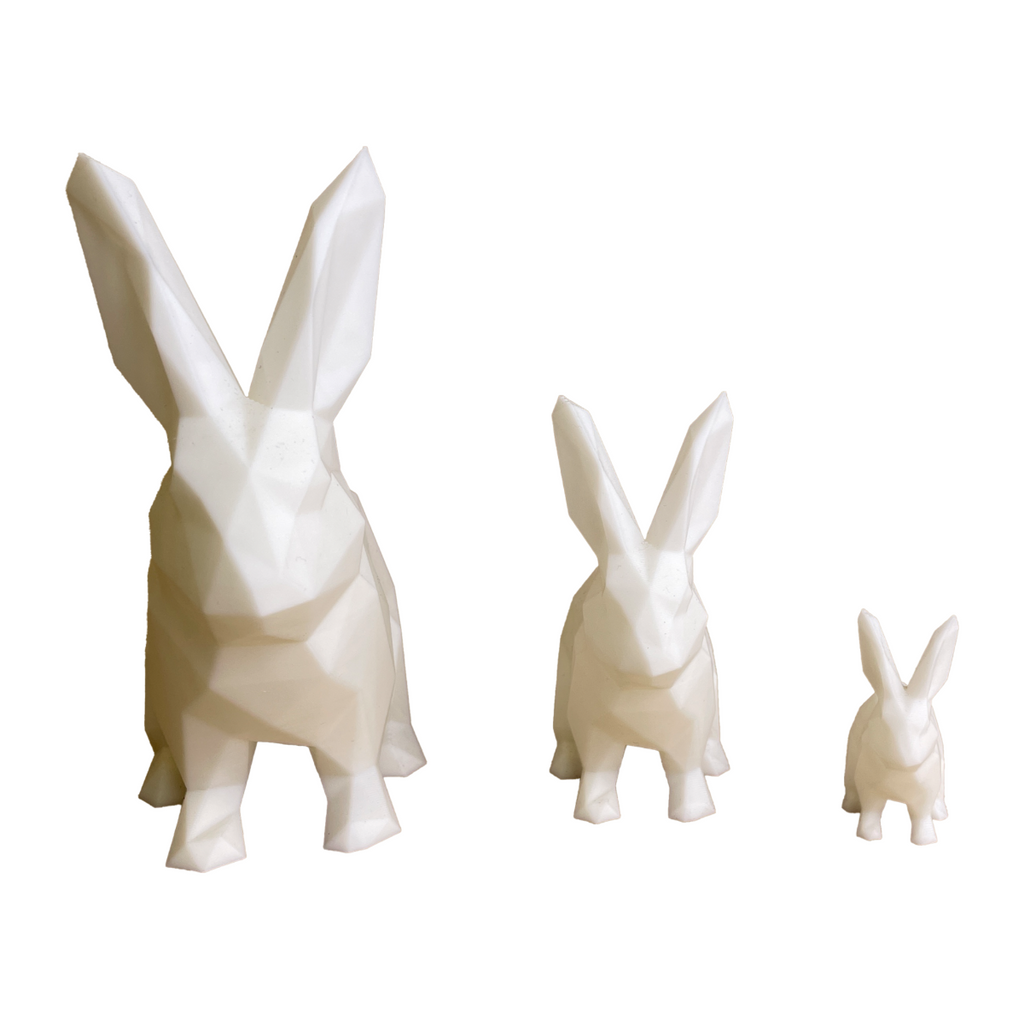 Low-Poly Bunny Family – Geometric Style 3D Figurine
