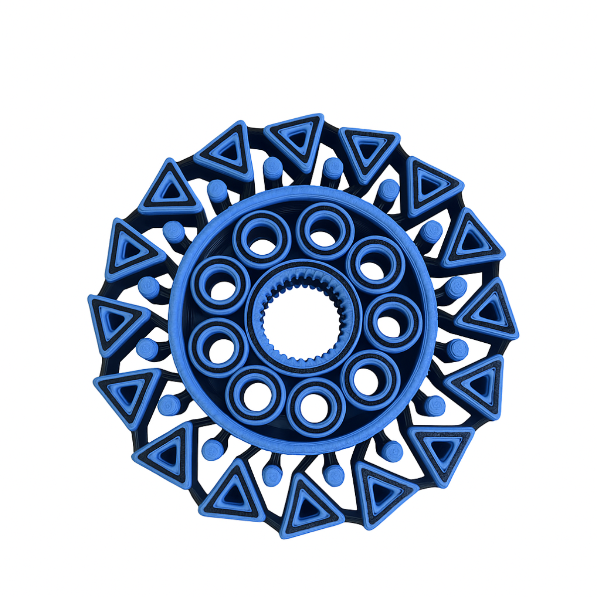 Blue Geometric Spinner – 3D Fidget with Moving Elements