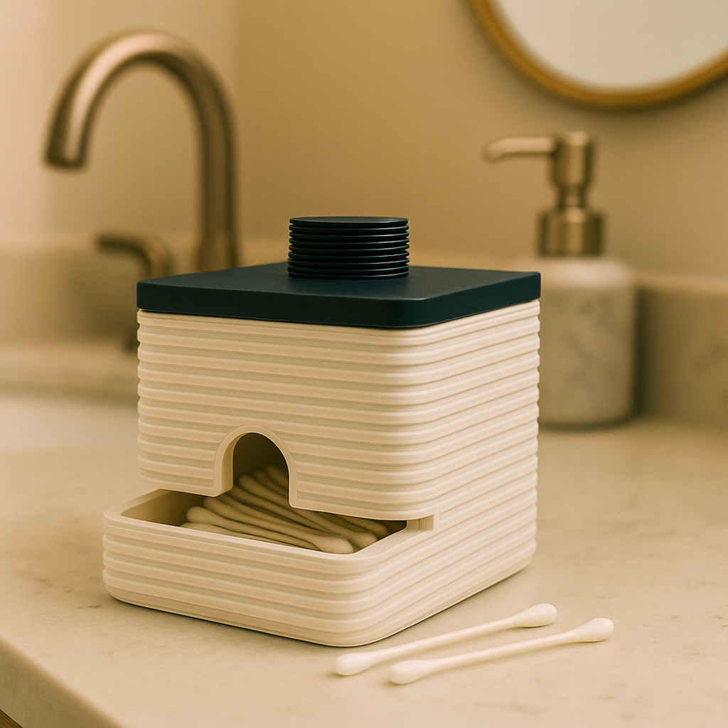 3D Container for Cotton Pads – Modern Bathroom Organizer