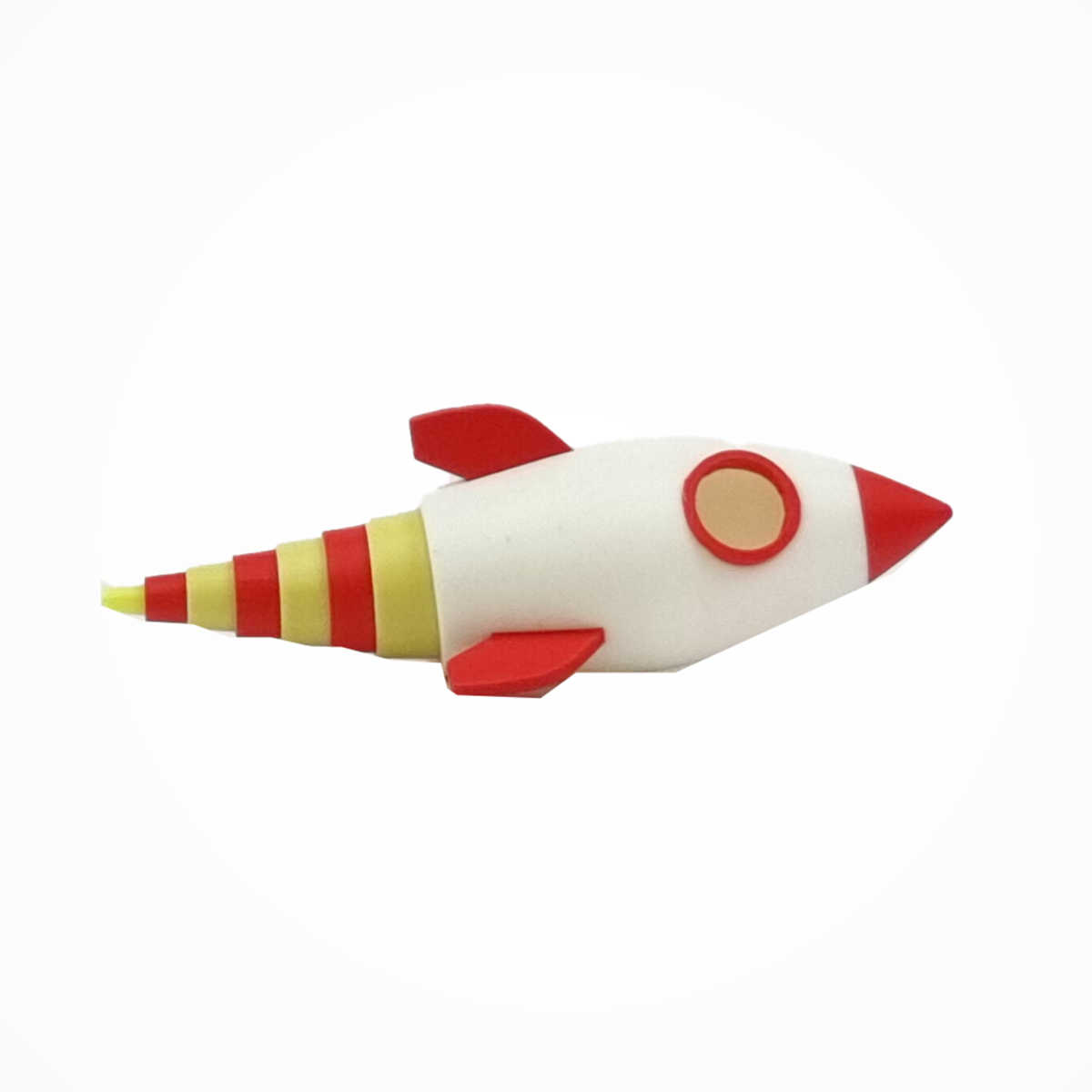 3D Rocket Figurine with Flames