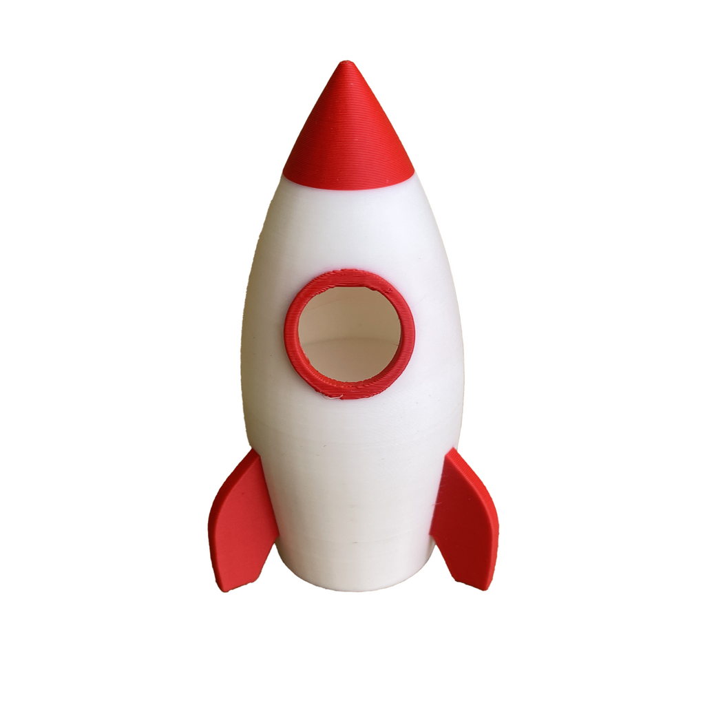 3D Rocket Figurine with Flames