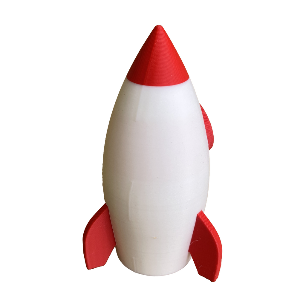 3D Rocket Figurine with Flames