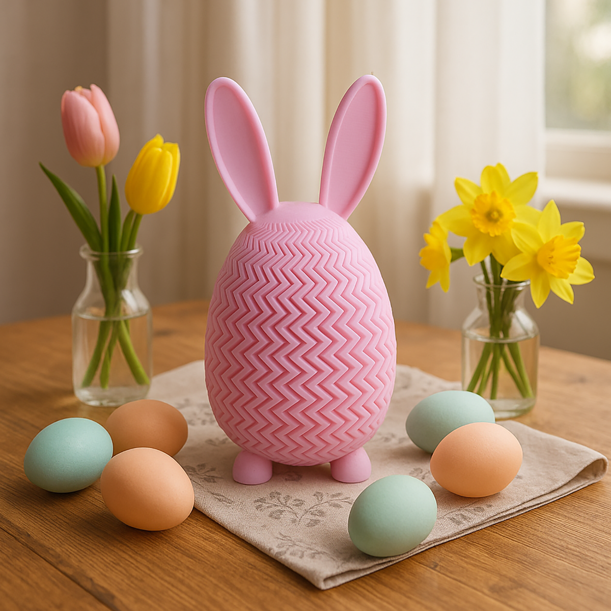 Egg with Rabbit Ears, Legs and Tail - 3D Printing
