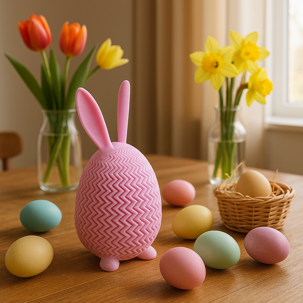 Egg with Rabbit Ears, Legs and Tail - 3D Printing