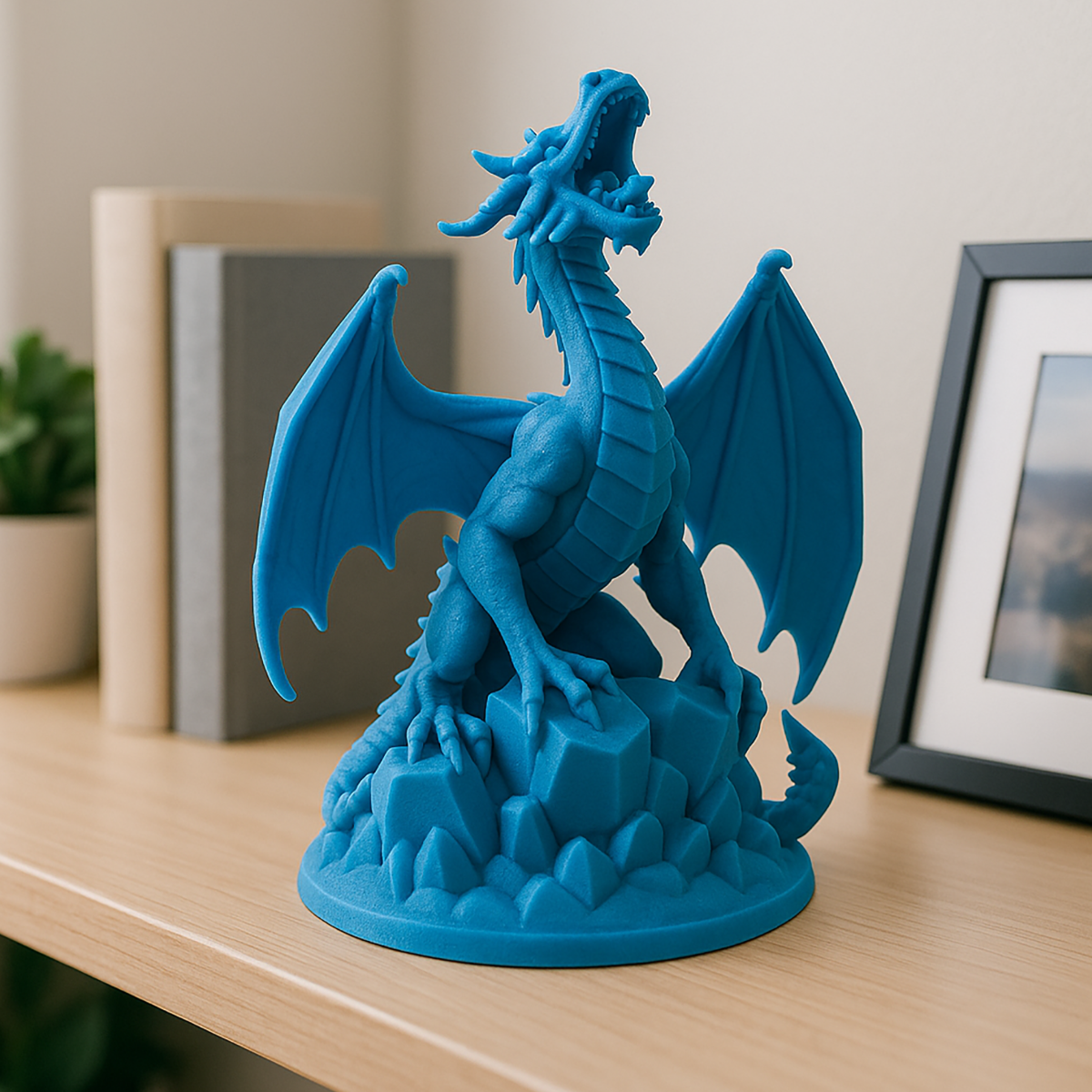 Dragon on Crystals Figurine - 3D Printing
