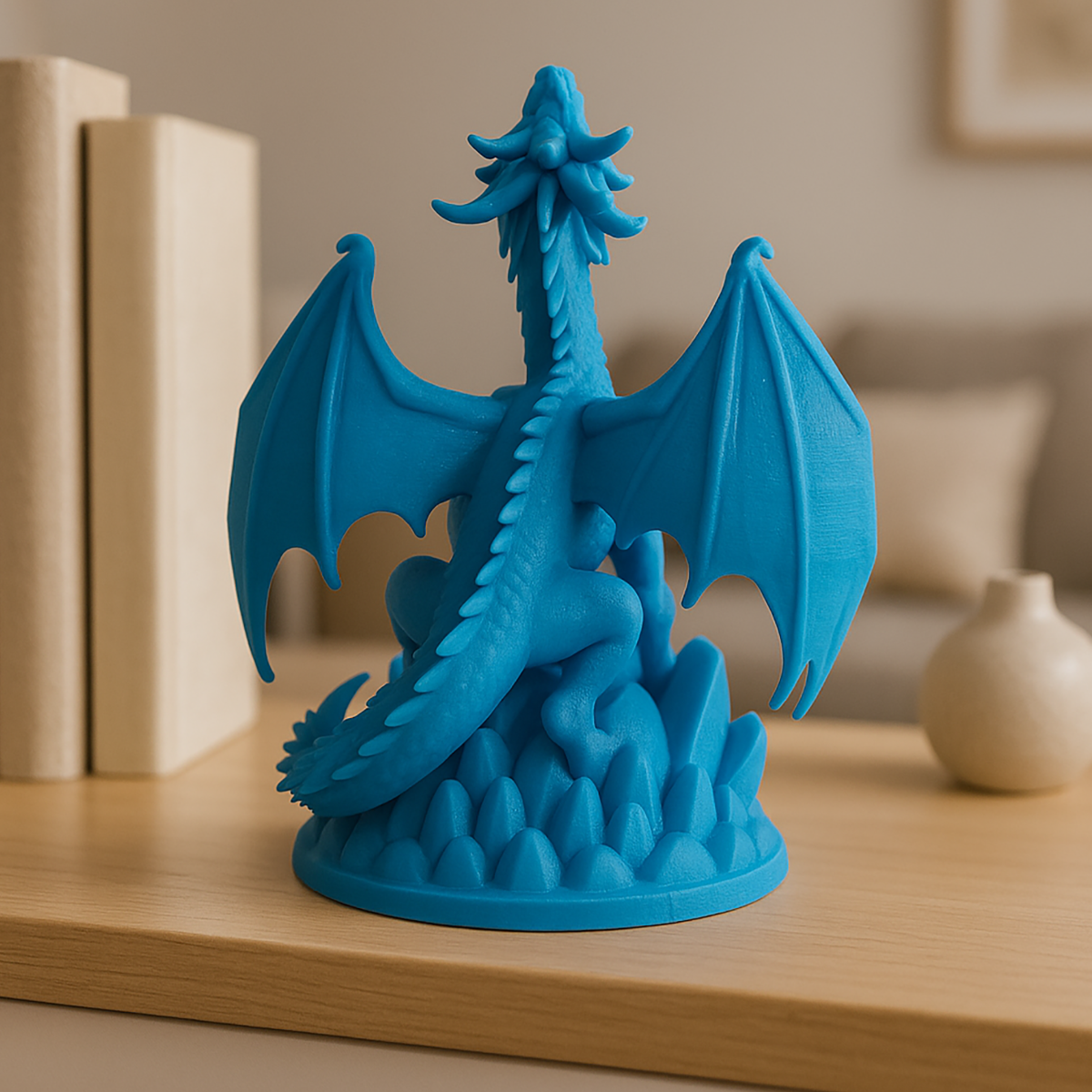 Dragon on Crystals Figurine - 3D Printing
